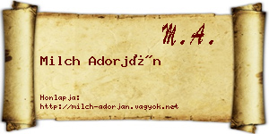 Milch Adorján névjegykártya